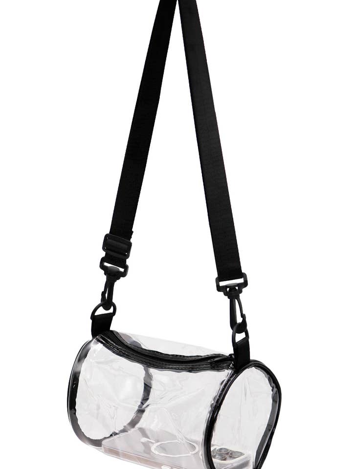 Transparent Clear PVC Duffel Crossbody Barrel Bag for wholesale by Cap Zone