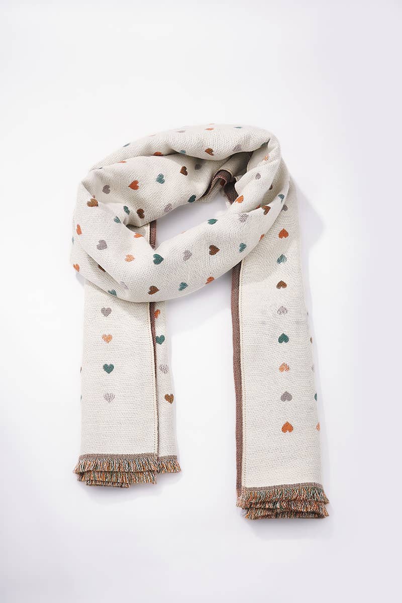 BYREN | ÉLINE L'ATELIER - Wholesale Scarf - Women's - Wool scarf with heart pattern FL209DF6