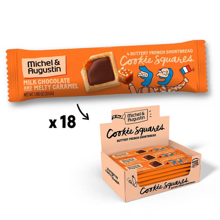 Michel et Augustin - Wholesale Cookie - 1 case of 18 Bars of Milk Chocolate and Caramel cookie