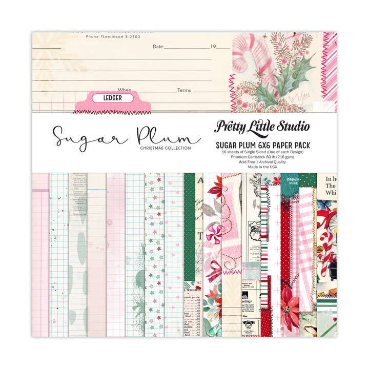 Paquet de papier Ledger 6 x 6 pouces Sugar Plum Christmas (recto) pour la vente par Pretty Little Studio