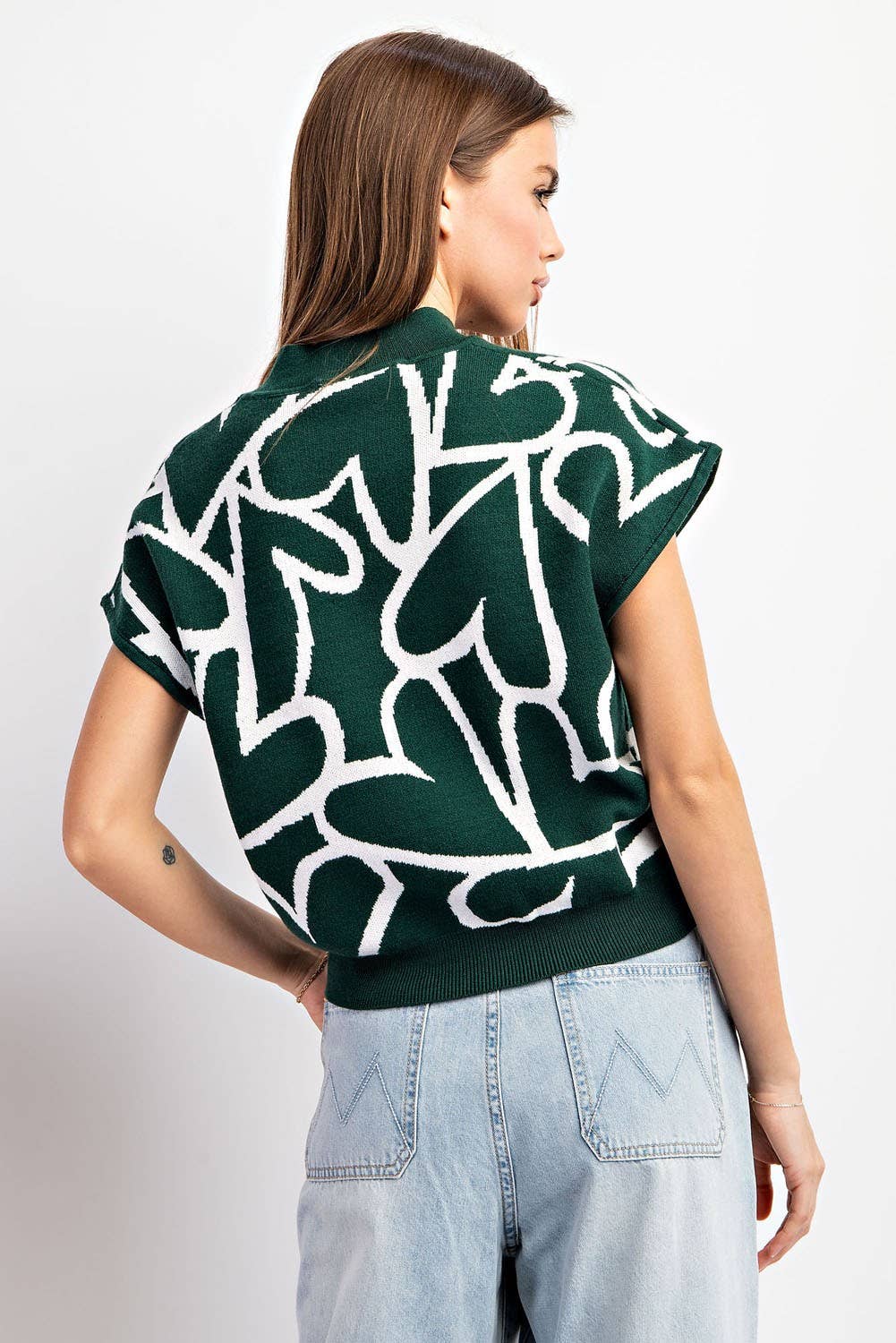 Peace Love Line – Großhandel Strickpullover – Damen – PL2188 - TOP MIT STEHKRAGEN UND HERZMUSTER2