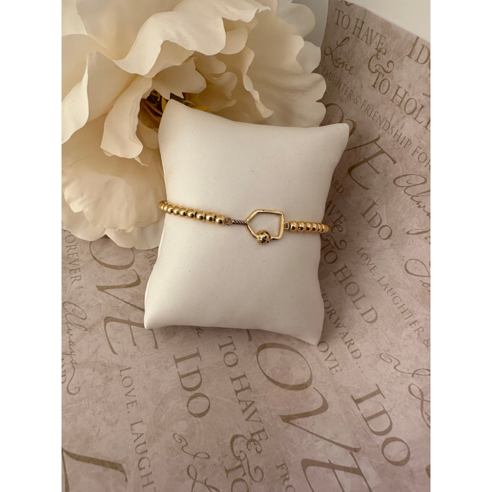 Born to Rally - Vente Bracelet de perles - Bracelet extensible en perles Pickleball - Doré3