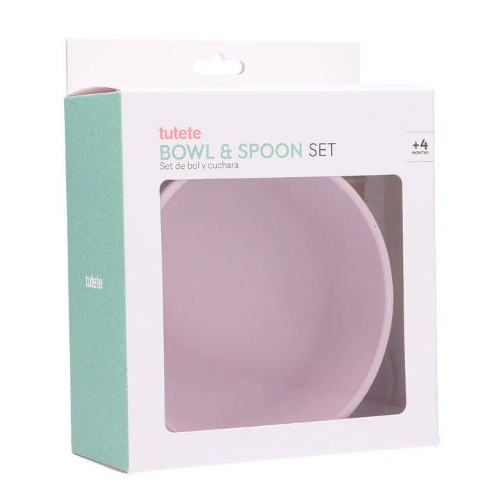 Tutete - Wholesale Feeding set – Baby - Baby Bowl With Suction + Lilac Spoon1