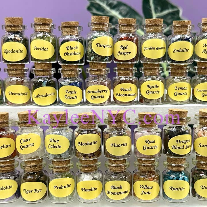 KayleeNYC - Wholesale Spiritual Stone/Crystal - Case of Natural Mini Bottles Chip Crystal Set