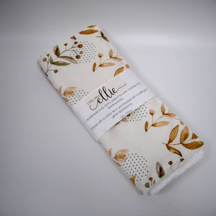 Burp Cloth - Natural Leaf for wholesale by little miss ellie