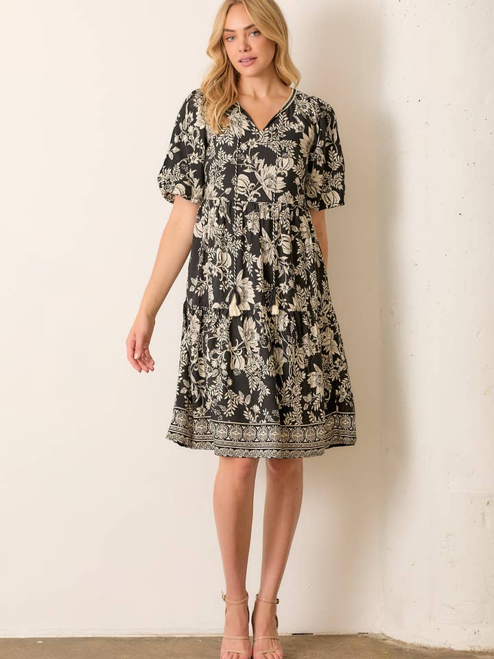 PRINTED FLORAL MIDI DRESS for wholesale by Polagram by Wellmade USA