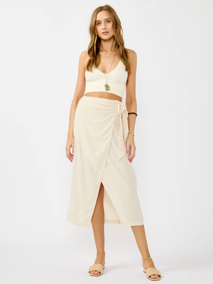 Smocked Back Wrap Midi Skirt for wholesale by Lovestitch