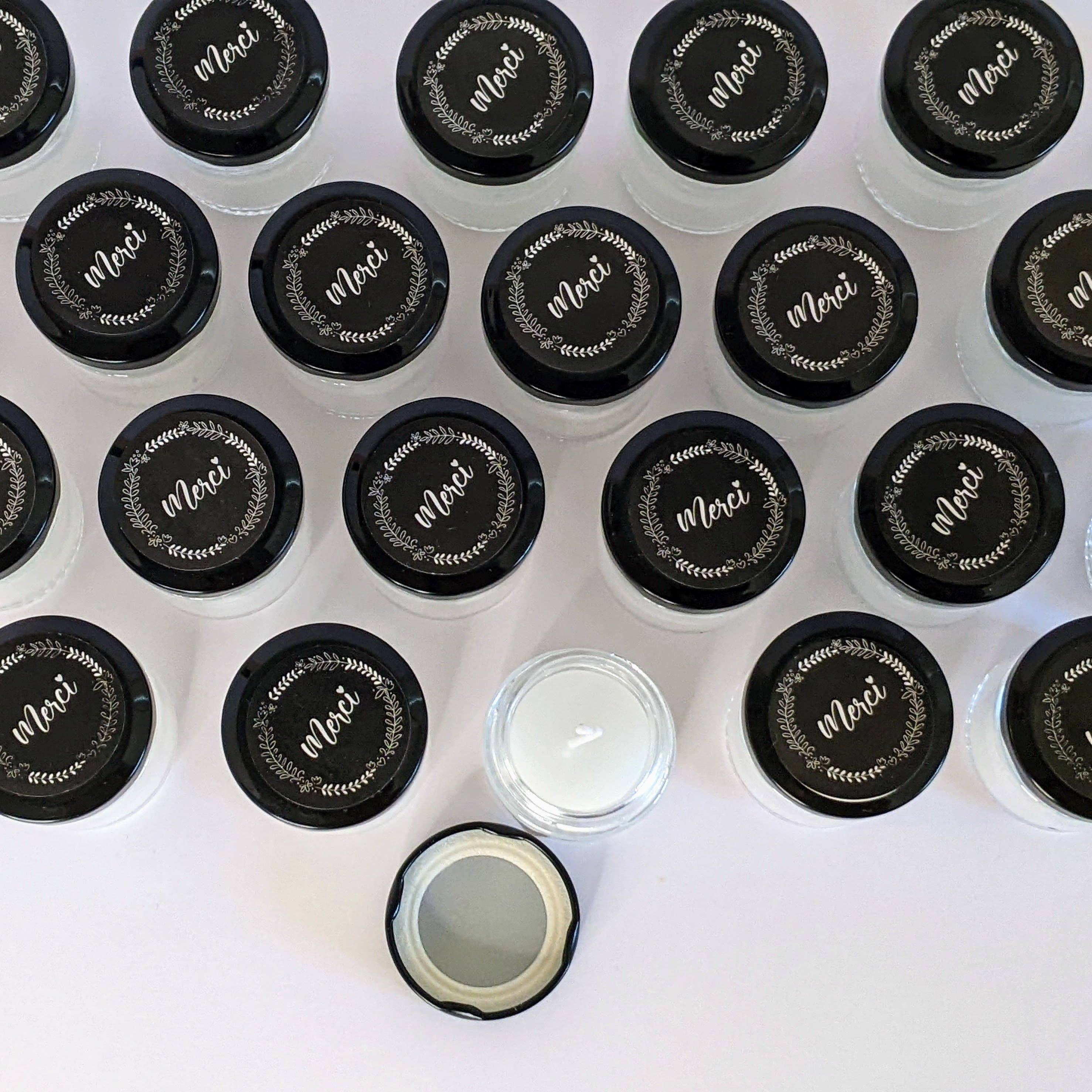 Te Whaka - Vente Cadeaux pour invités - Lot de 24 petites Bougies MERCI | Cadeaux invités mariage1