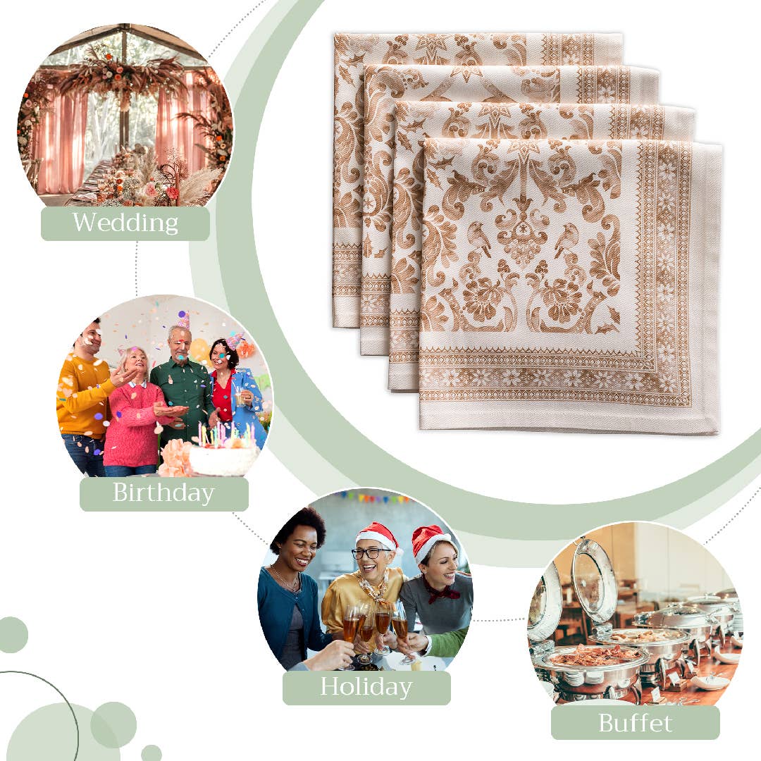 Maison d'Hermine - Design in Every Thread - Wholesale Dinner & Cloth Napkin - Napkins 100% Cotton 20" x 20" -  Fall - Set of 4 - Allure4