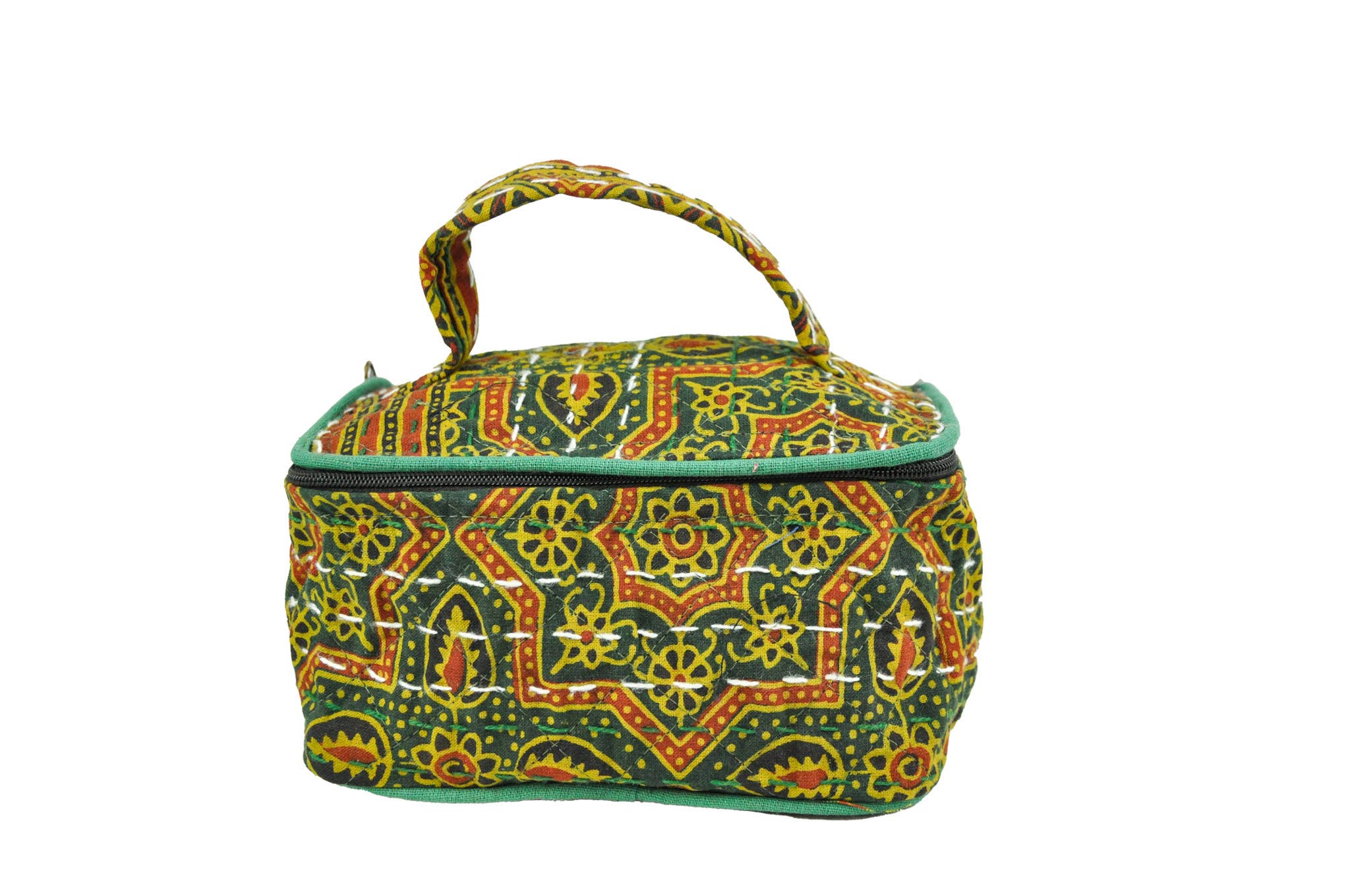 Zumki - Wholesale Makeup/Cosmetic Bag - Small Square Makeup Box Kantha with Holder.3