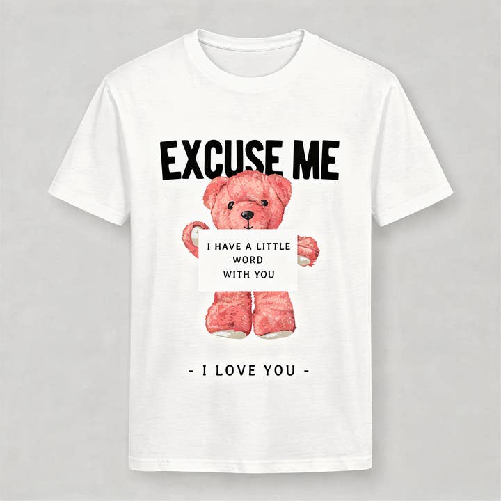 Dam-T-shirt med tryck "excuse me bear" för wholesale av Vinto Exclusive