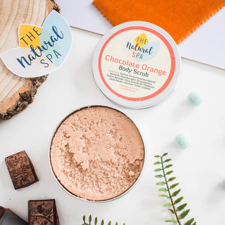 The Natural Spa Cosmetics - Wholesale Body Scrub/Exfoliant - Chocolate Orange 200g Body Scrub - Vegan - Christmas