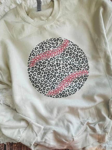 BLACK LEOPARD BASEBALL SWEATSHIRT for wholesale by Bling n' Sports Apparel, LLC