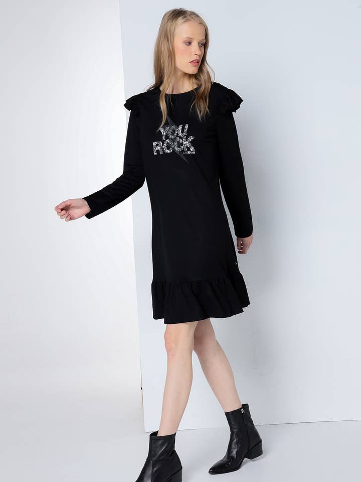 LOIS JEANS - Short dress with ruffles Metallic graphic for wholesale by PAUSANT SHOP ONLINE