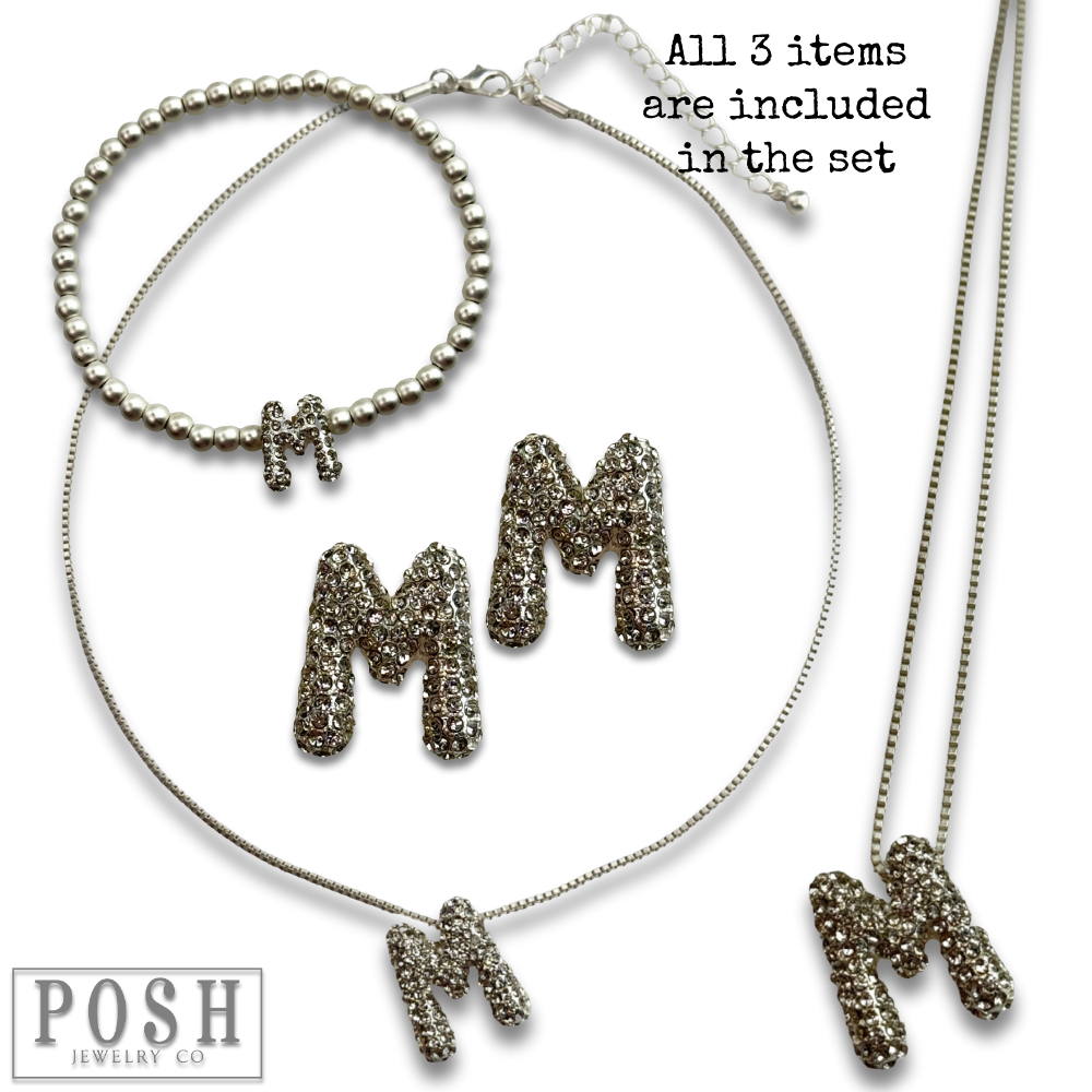 Pink Panache Brands - Wholesale Jewelry Set - Rhinestone initial jewelry set19