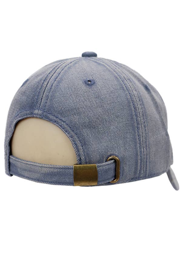 Cap Zone - Wholesale Baseball Cap - Unisex - American Flag Rhinestone Patch Washed Denim Baseball Cap2