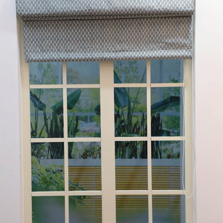 Fabdivine – Engroshandel Persienner – Bloktryk Ren Linned Blomster Romersk Rullegardin: Hariyali1