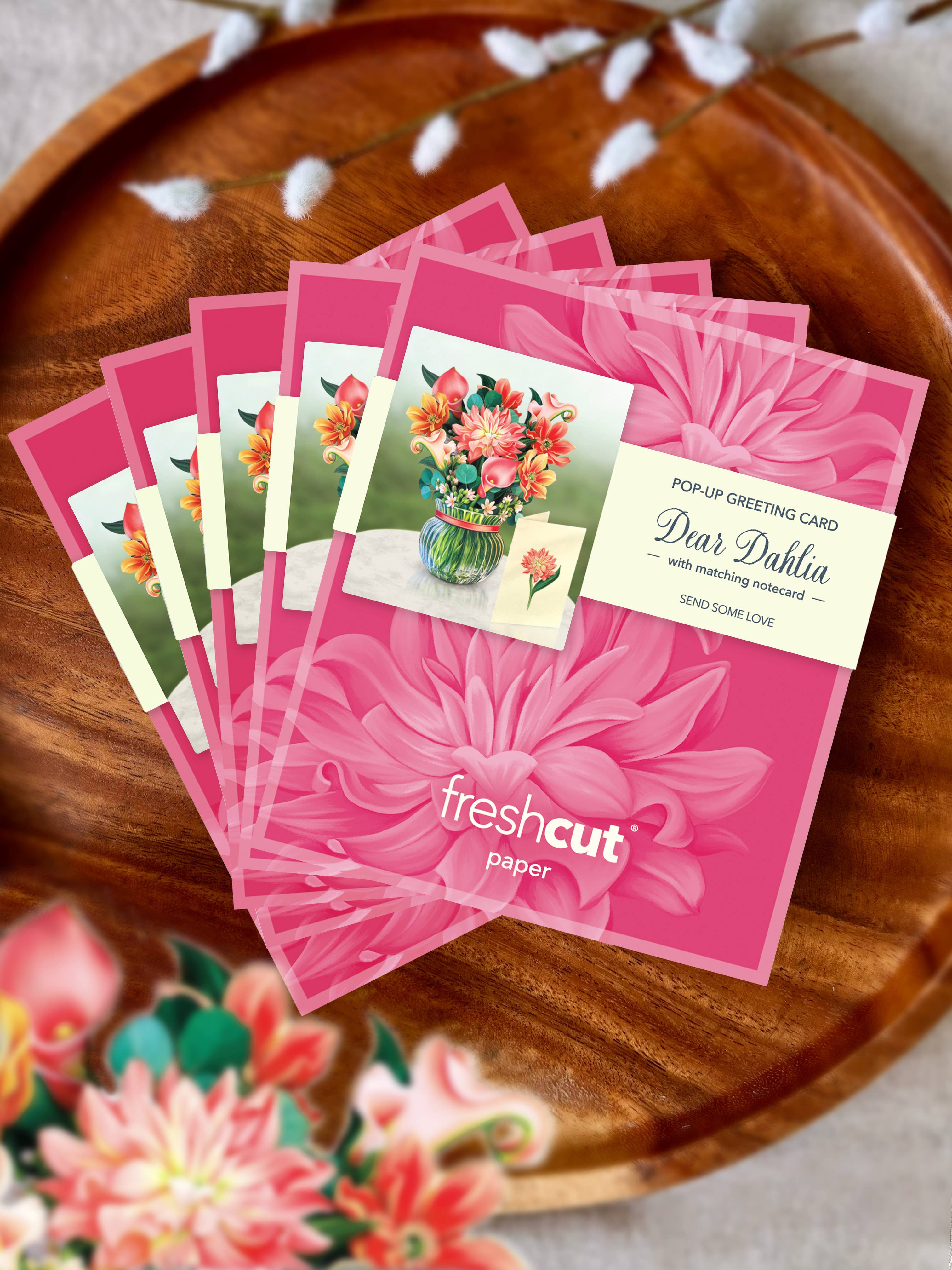 FreshCut Paper LLC - Vendita all'ingrosso Biglietti di auguri generici - Mini Dear Dahlia (10 biglietti di auguri pop-up)4