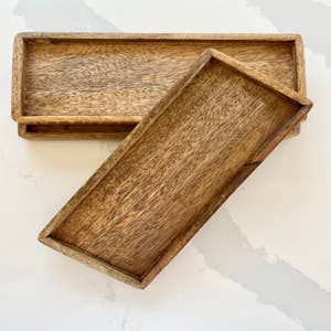 Wooden Serving Trays Education Toys with Handle Rectangular Shape Unfinished