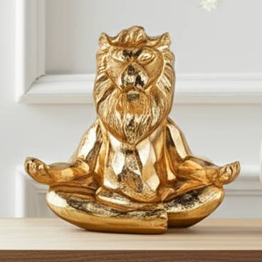 Decorative Figurine - Gold Resin Meditating Lion, 7 in. for wholesale by Sagebrook Home