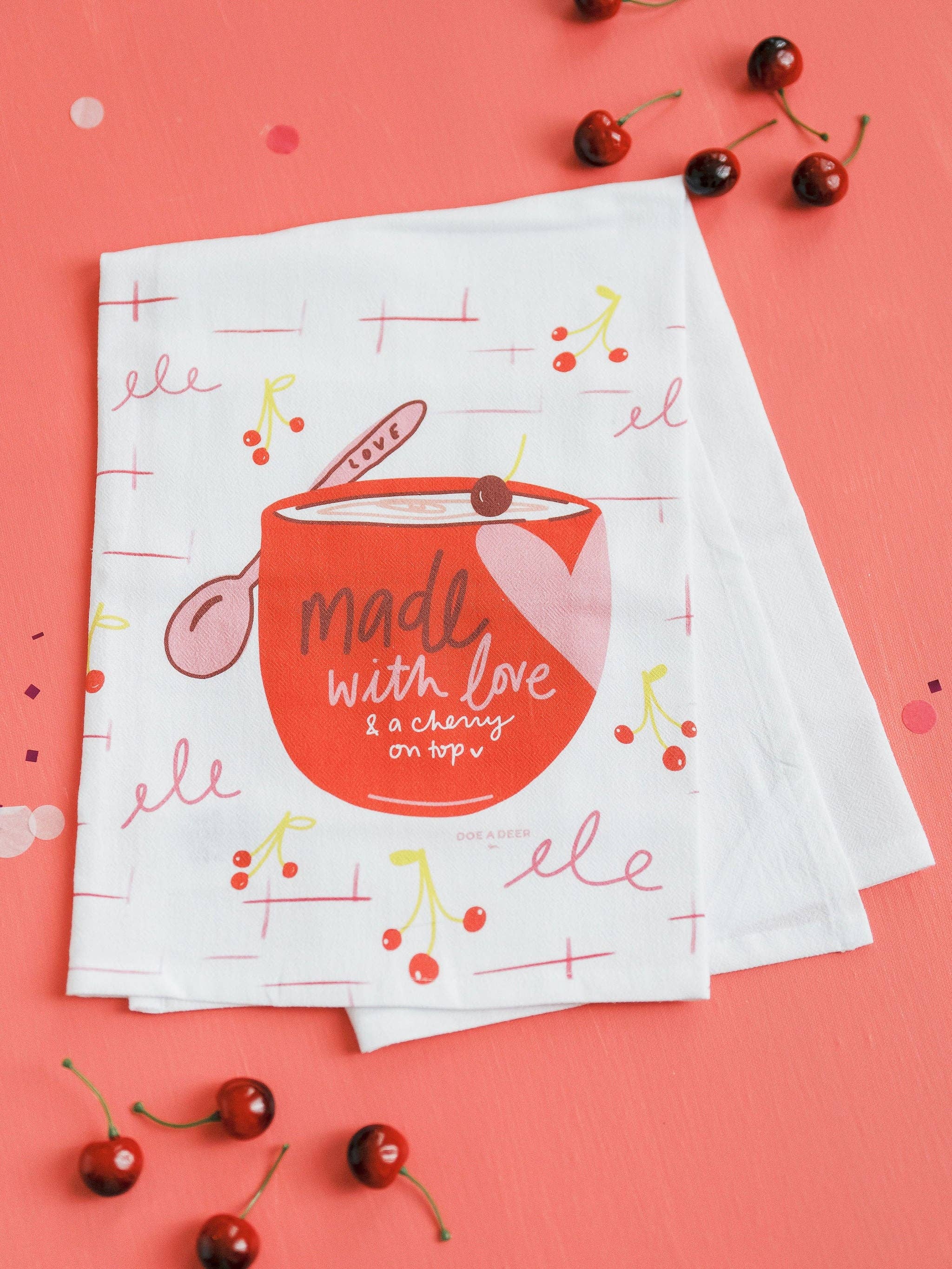 Doe A Deer - Wholesale Tea Towel - Cherry On Top Flour Sack Towel1