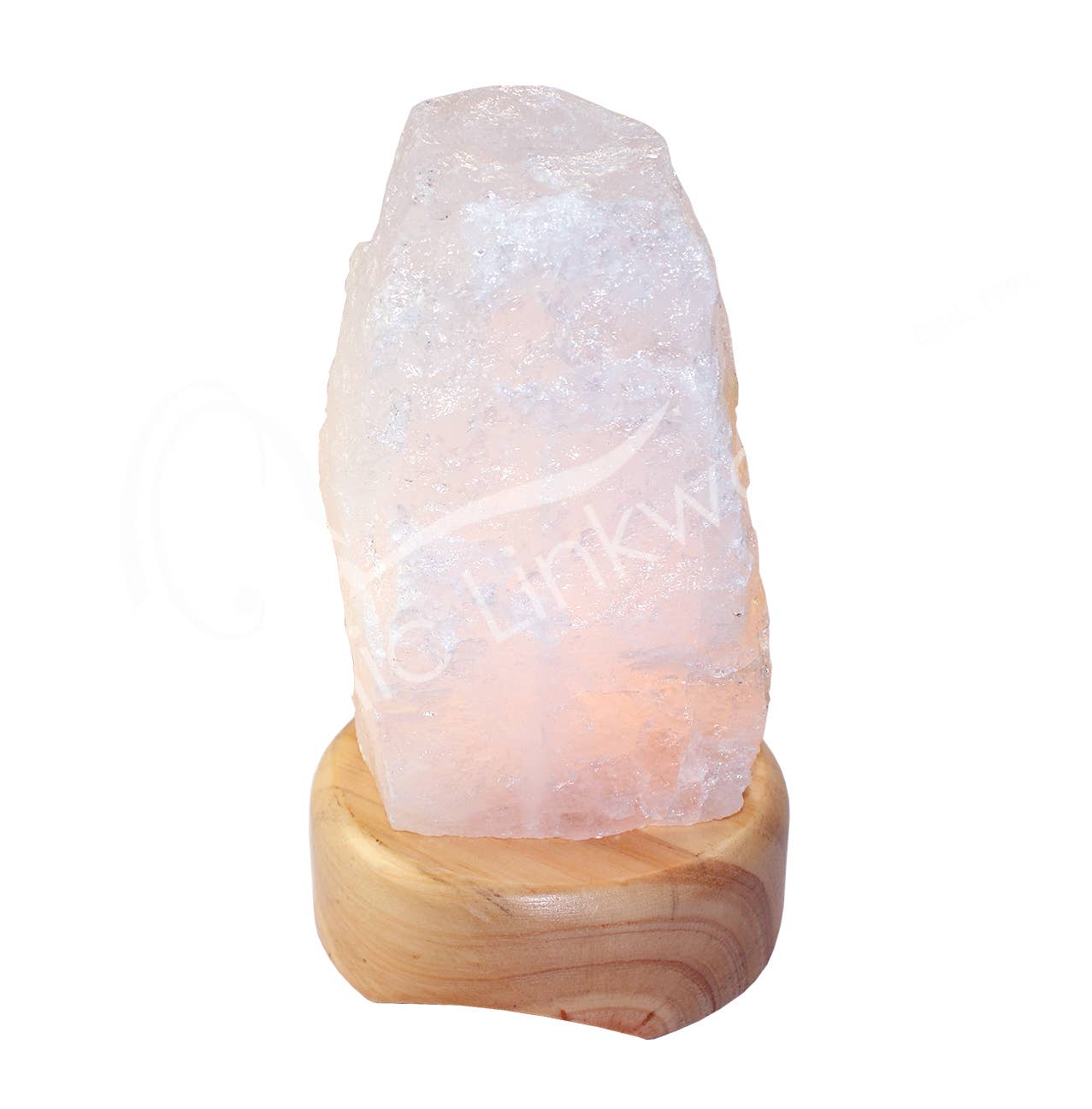 Oceanic Linkways Inc - Wholesale Spiritual Stone/Crystal - (PC)LAMP - ROSE QUARTZ, NATURAL ON WOOD BASE NO CORD 7"H