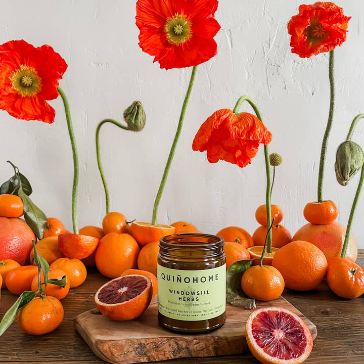 quiñohome - Wholesale Jar/Filled Candle - Windowsill Herbs 7oz Soy Candle Jar/ Mint, Eucalyptus, Lemon