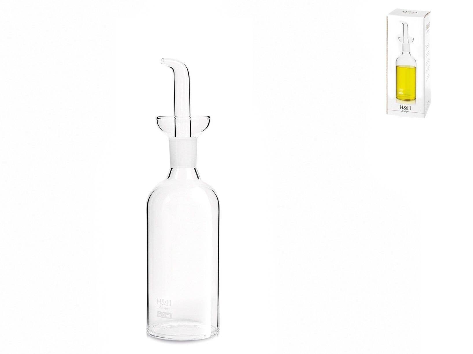 H&H - Wholesale Oil/Vinegar Dispenser - Cylindrical Ampoule in Transparent Borosilicate Glass 250 ml0