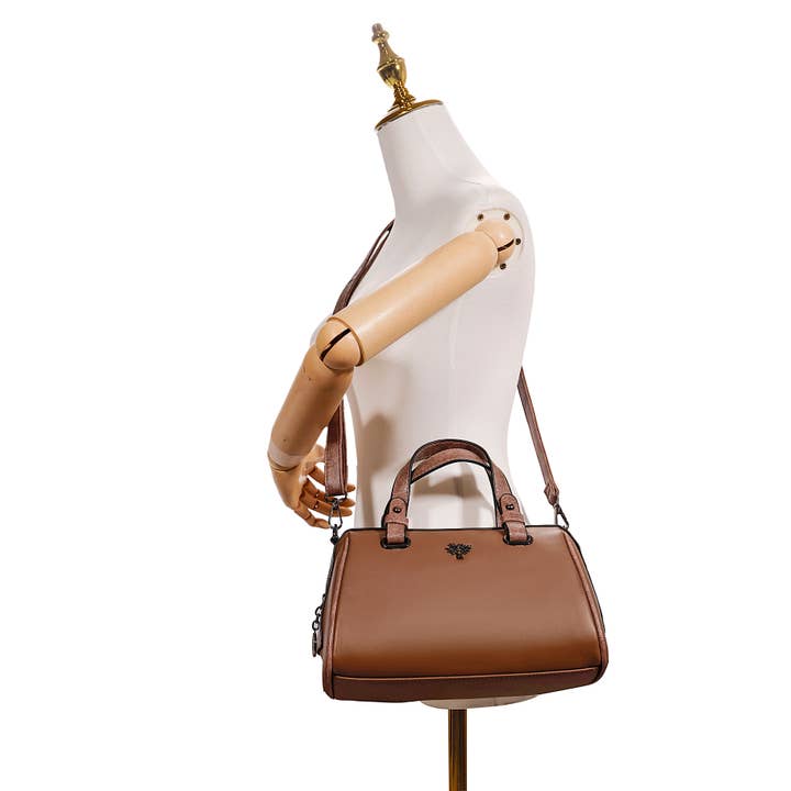 Superbia – wholesale Top handle bag – women's – Superbia Bauletto Bag with Tree Life Badge Gunmetal Hardware8