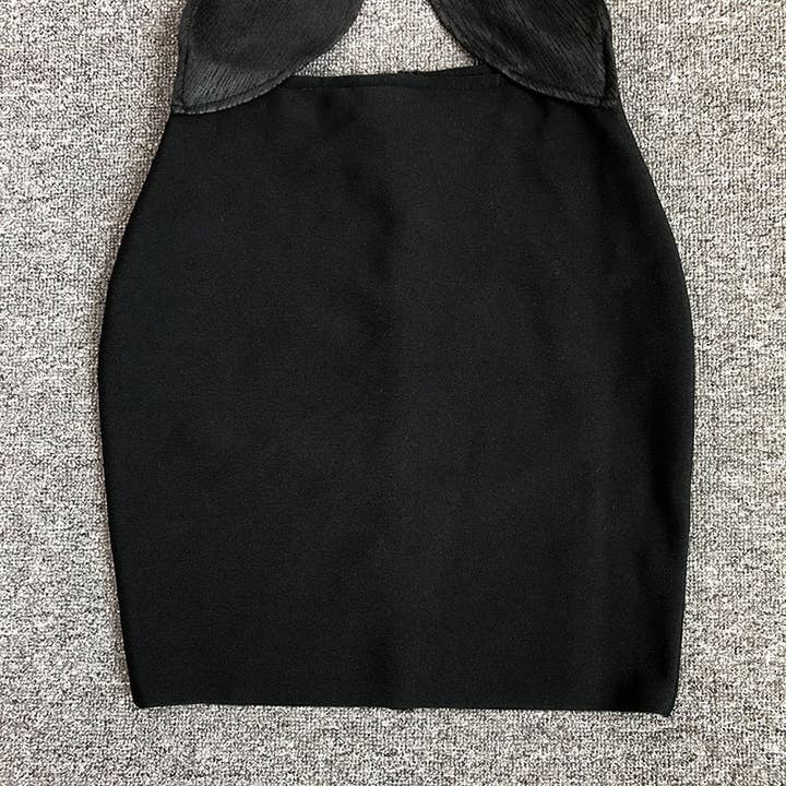 Black DR759 Noir Petal Cutout Bandage Dress with Sculpted Detail for wholesale on Faire9