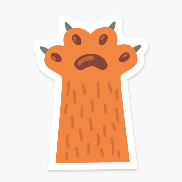 Ginger Haired Cat Paw - Animal Sticker for wholesale by Footnotes