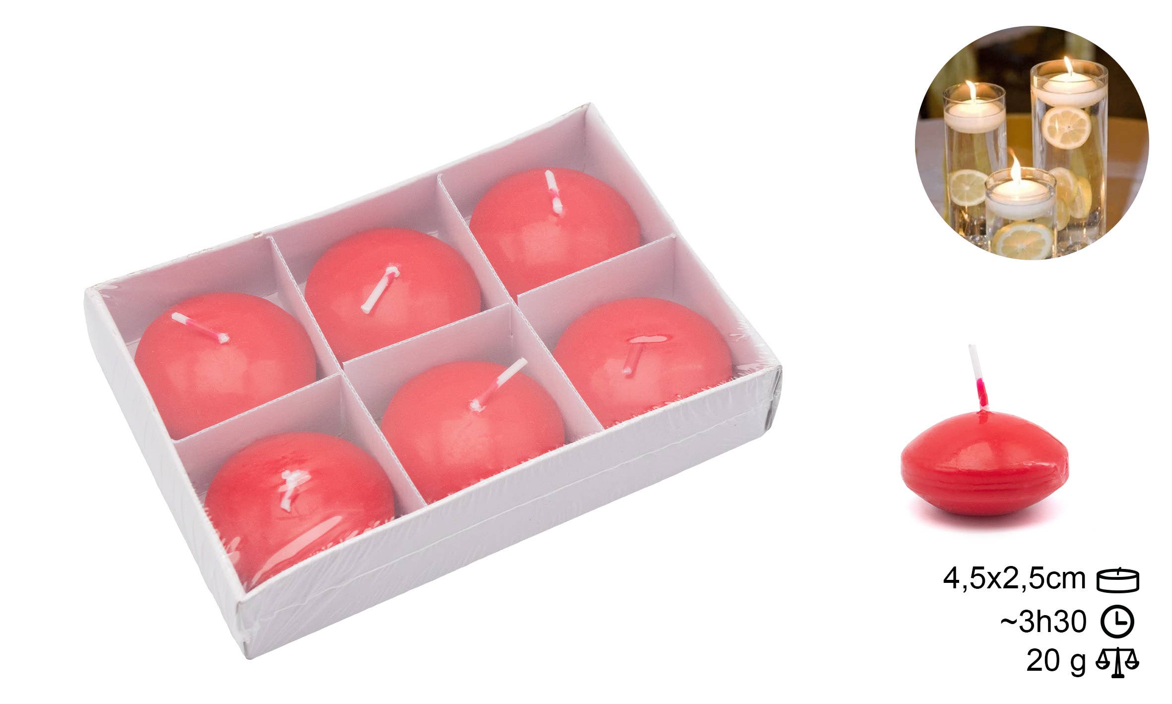 Esoterica Arte – wholesale Novelty candle – Red Floating Candle 20g Box 6 (6 units)0