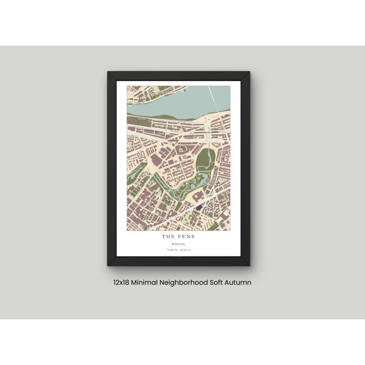 The Fens Boston Mass Minimal Maps Multiple Styles for wholesale by Scott Lussier Maps