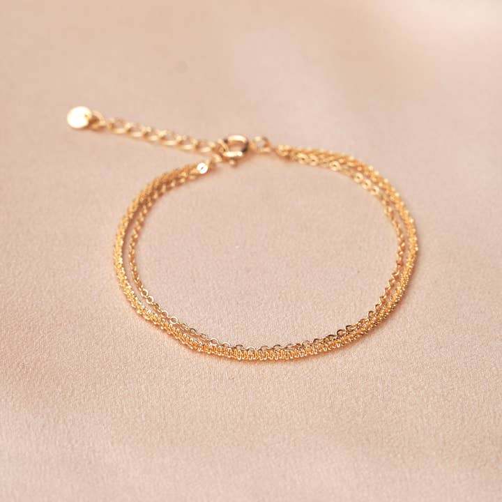 Meora Paris - Wholesale Link & Chain Bracelet - 18k Gold Plated Double Bracelet3