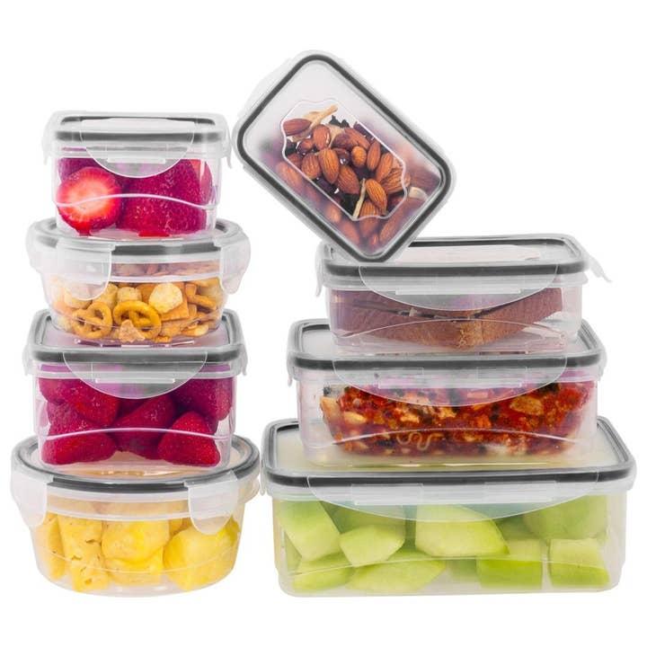 Lexi Home - Wholesale Food Storage Container - Durable Plastic Food Containers with Snap Lock Lids - 16 PC