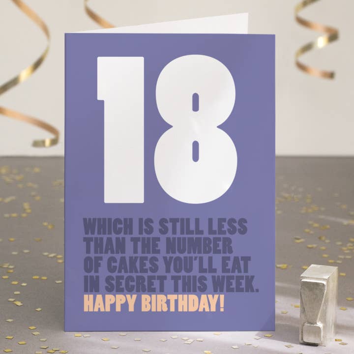 Funny 18th Birthday Card - Cake for wholesale by Wordplay Design