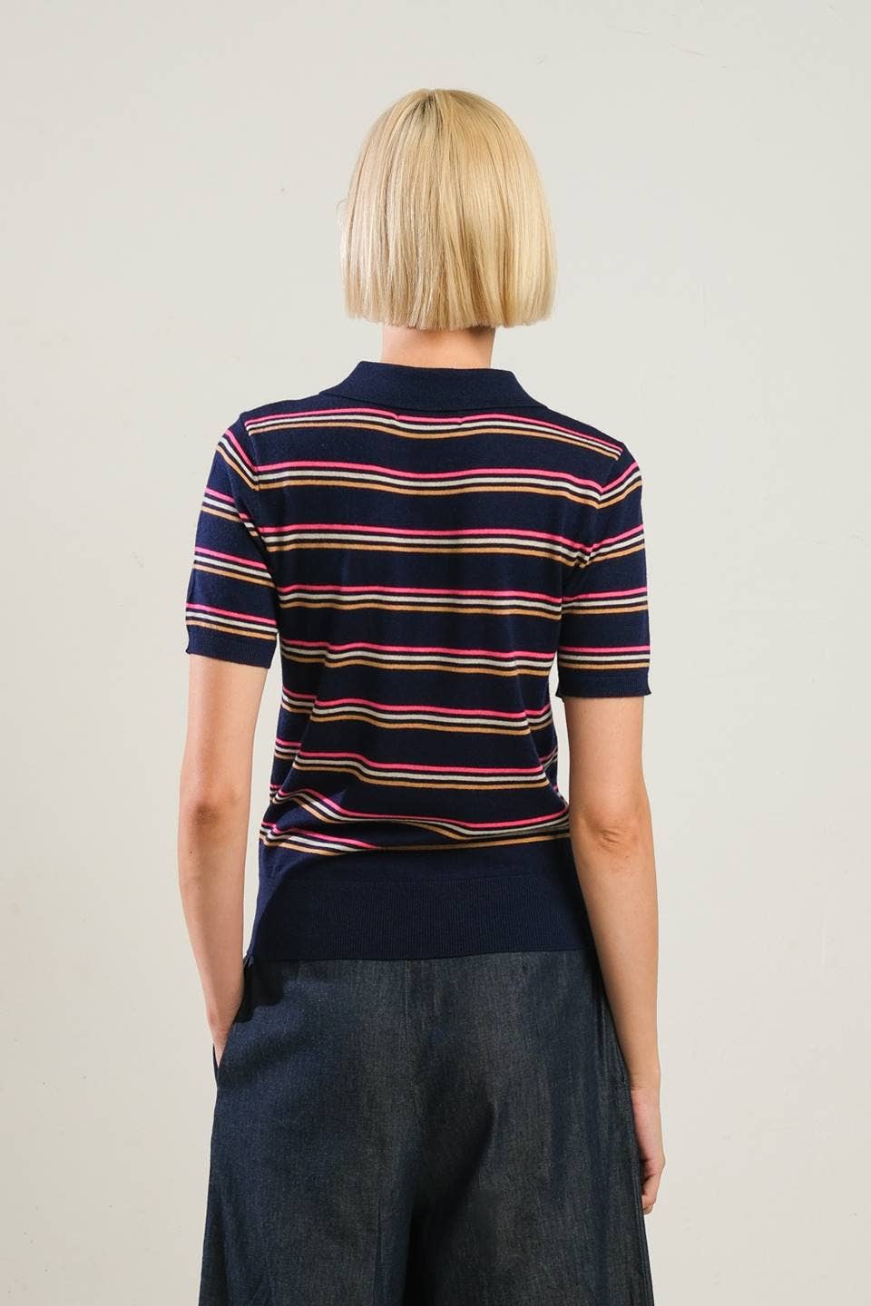 NAVY MULTI Polo a righe con bottoni - FSW1112 NAVY M in vendita all'ingrosso su Faire1