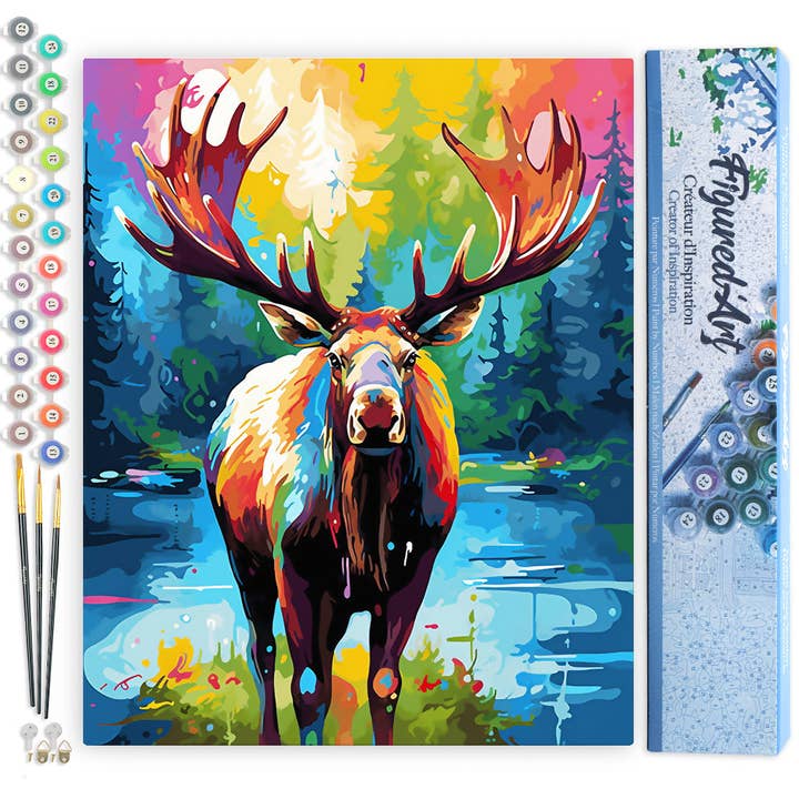 Paint by numbers Colourful Abstract Moose for wholesale by Figured'Art