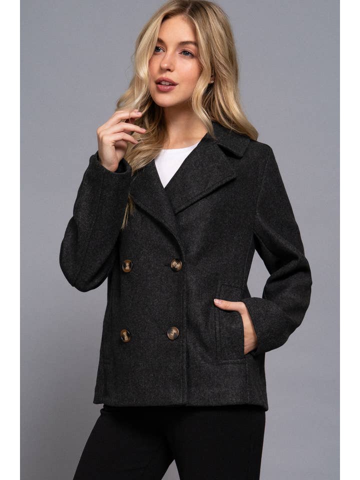 Active Basic | Active USA - Wholesale Peacoat - Women's - Long Sleeve Soft Felt Short Peacoat23