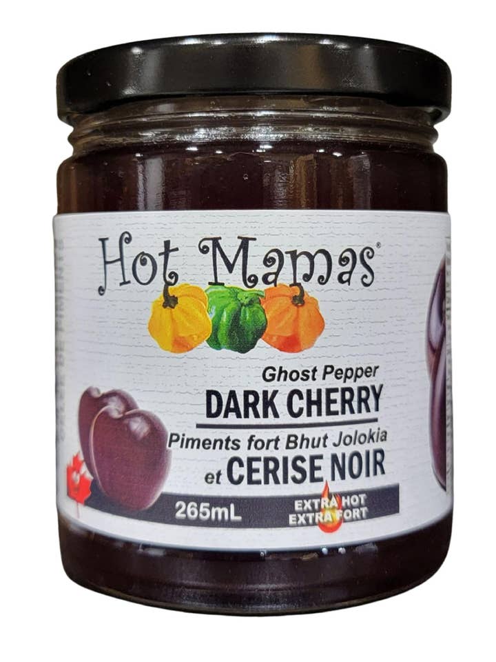 Ghost Pepper Dark Cherry Pepper Jelly for wholesale by Hot Mamas Foods Inc