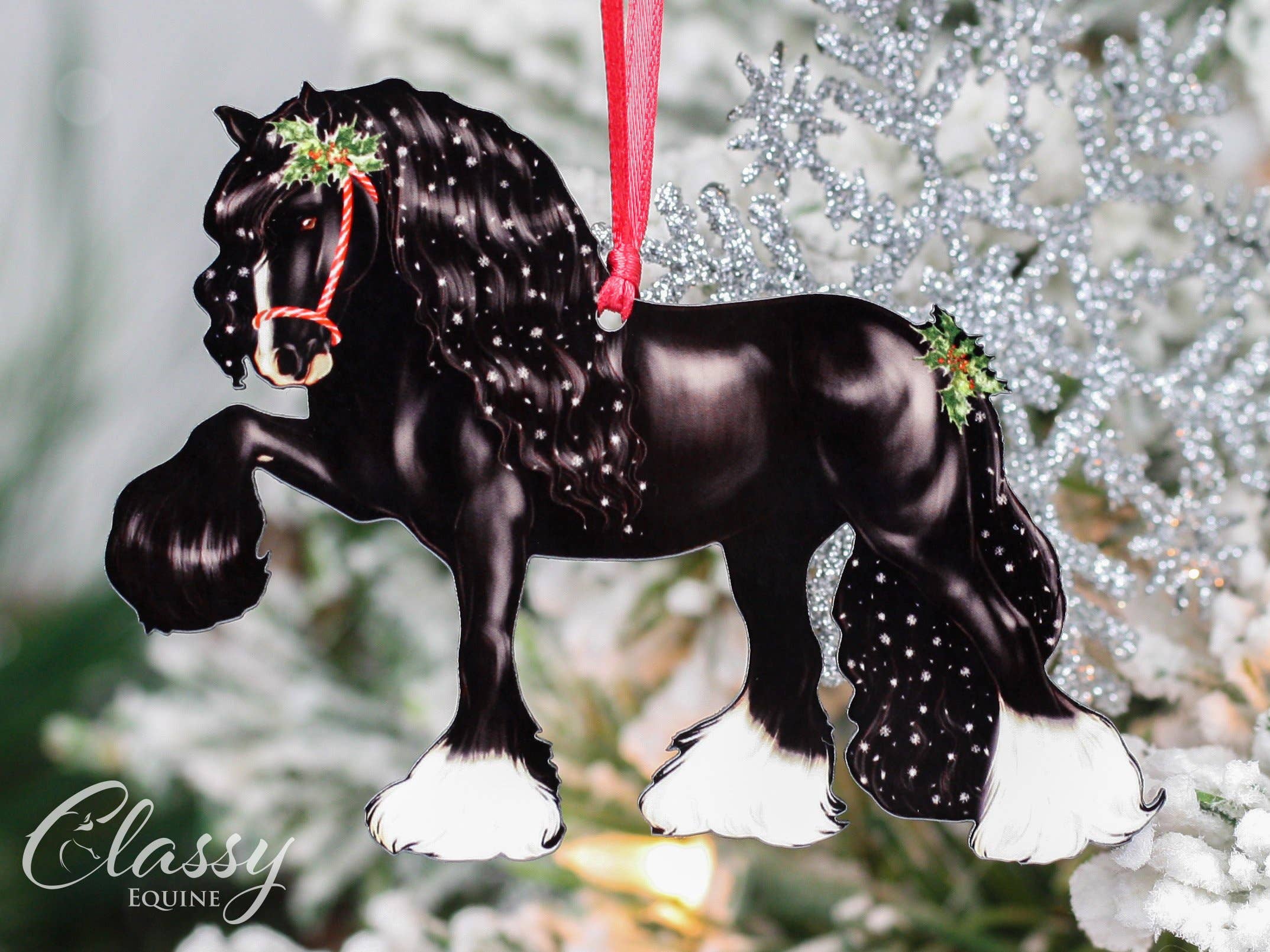 Classy Equine - Wholesale Ornament - Black Gypsy Horse Christmas Ornament - Eclipse2