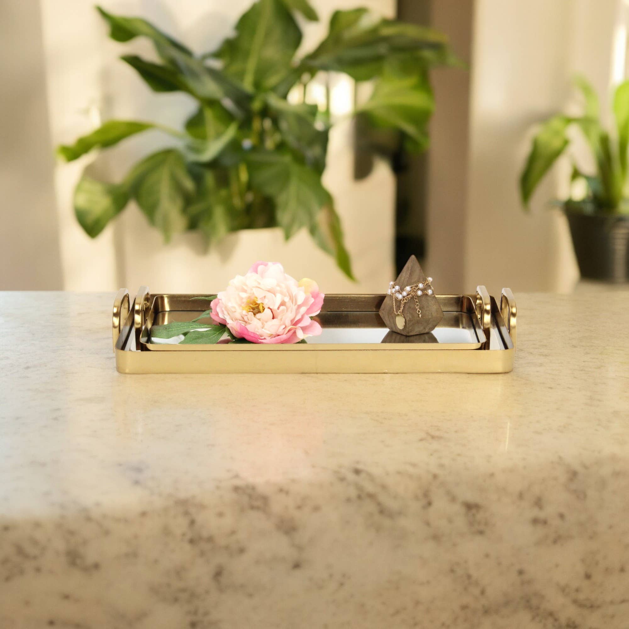 Cheungs Home Decor - Wholesale Decorative Tray - Nuvelle Set of 2 Metal Mirrored Trays10