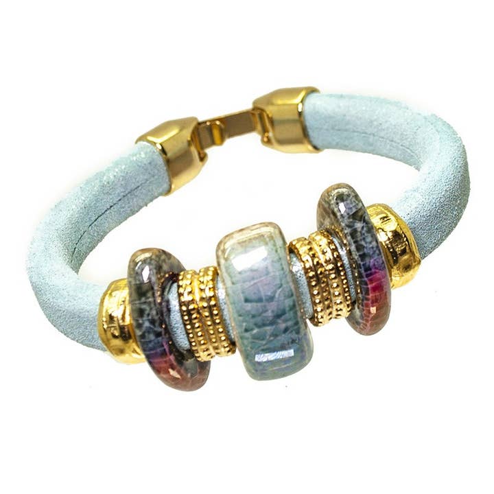Las Joyas de Amanda - Wholesale Beaded Bracelet - Gold & Ceramics Glitter Licorice Bracelet4