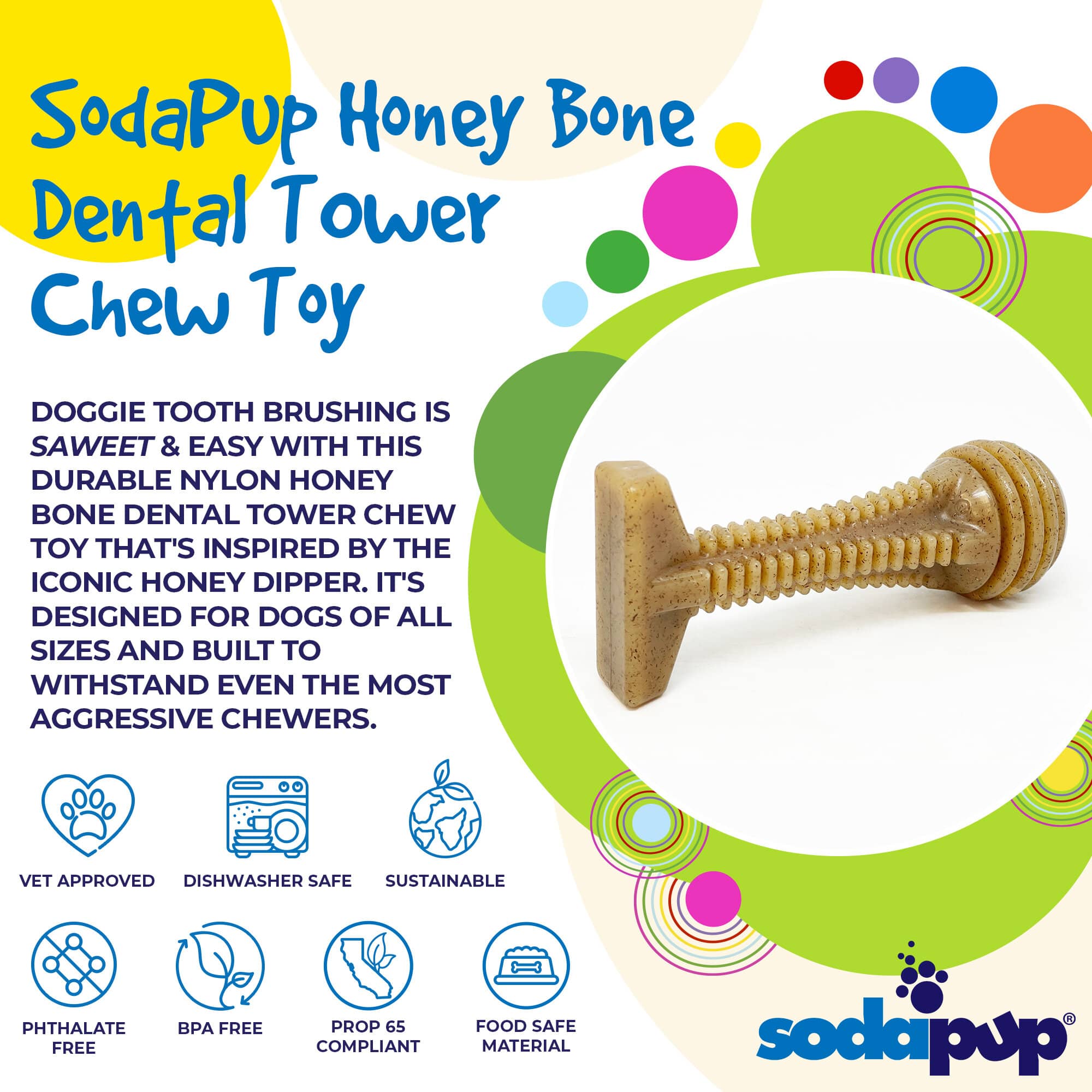 SodaPup Dog Toys - Venta al por mayor Juguete para morder - Perros - Honey Bone Dental Tower Juguete para masticar perro de nailon2