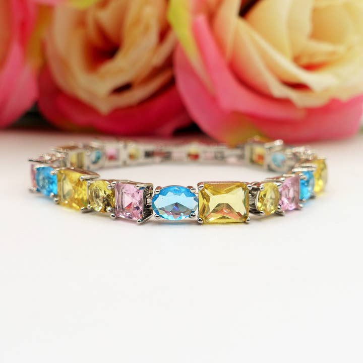 CHARIS LUXE - Tennisarmband met Cubic Zirconia RAINBOW voor wholesale door Daemon srls