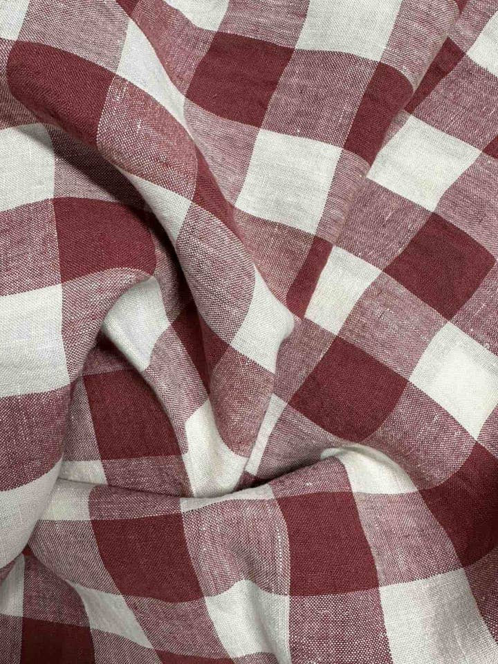 Vichy-Karmin-Leinenvorhang für den Großhandel von Gabrielle Paris