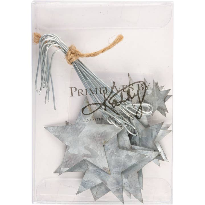 Primitives by Kathy - Wholesale Ornament - Galvanized Stars Ornament Set