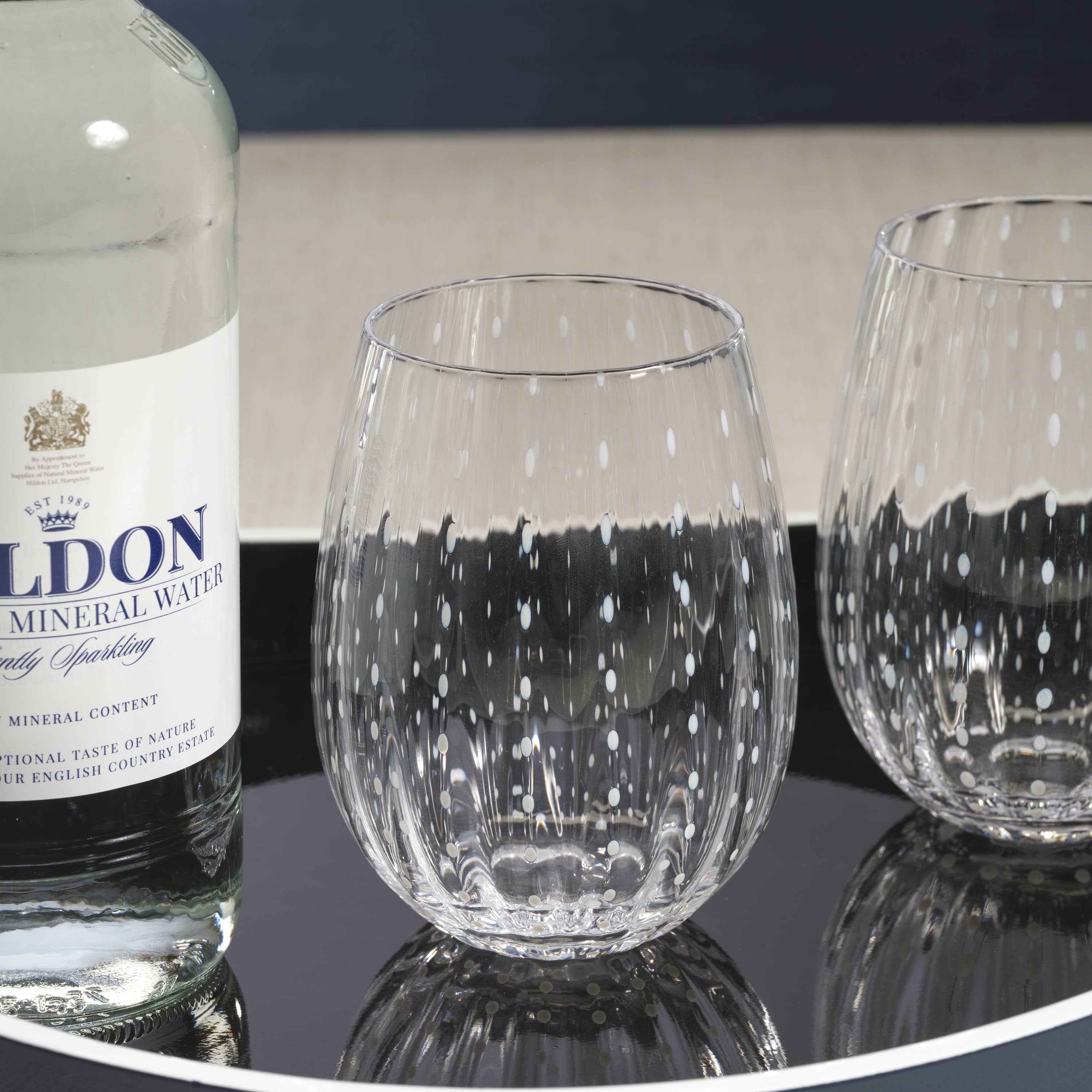 Zodax – wholesale Cocktail/liquor glass – Portofino White Dot Tumbler9