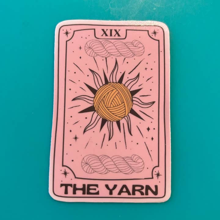 The Yarn Tarot Card Sun Moon - Vinyl Laptop Bumper Sticker for wholesale by Comma Craft Co