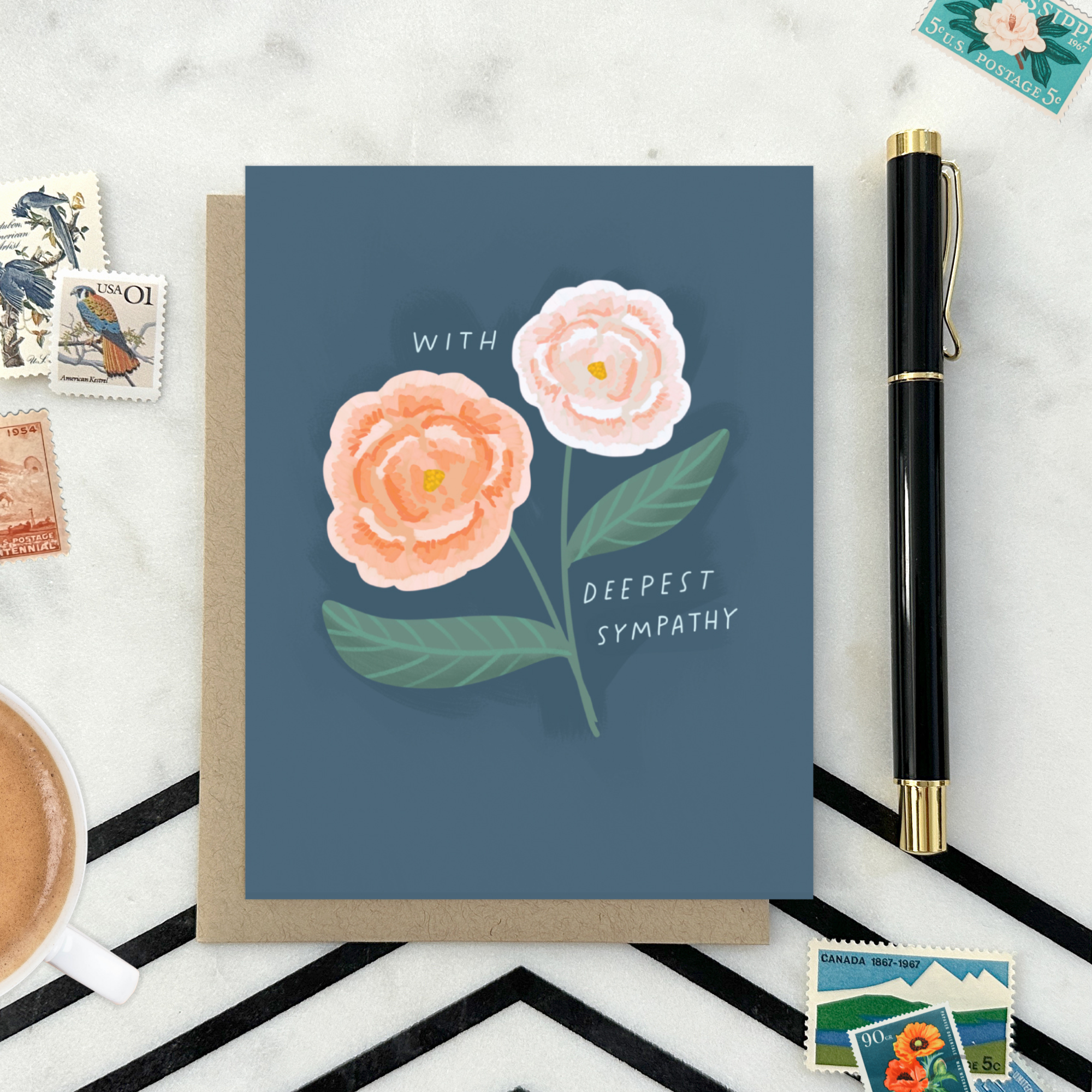 Barone and Co. - Wholesale Sympathy Card - Peach Flowers Sympathy Card1